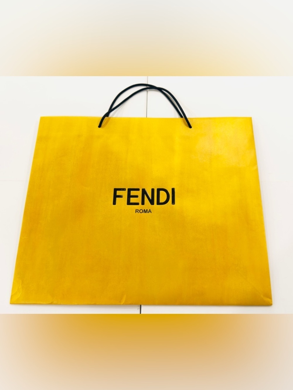 FENDI Roma Reusable Paper Shopping Gift Bag Yellow Size 22”x 18.5”x 6” Inches